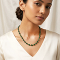 Natural Emerald Beaded Rosary Chain Necklace – Elegant Green Gemstone Jewelry