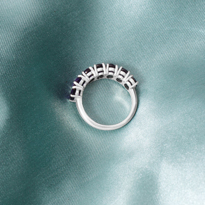 925 Sterling Silver Natural Amethyst Half Eternity Ring – Calm, Clarity & Inner Strength