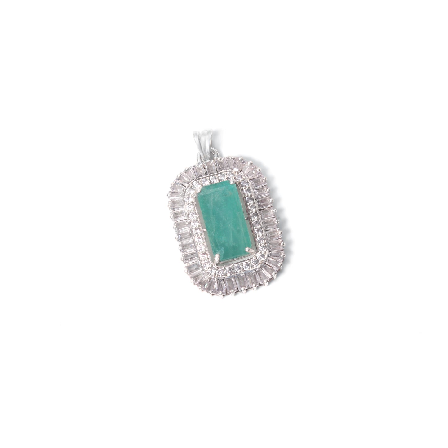 Luxury Natural Emerald Halo Pendant Necklace in 925 Sterling Silver | Vintage Art Deco Statement Jewelry