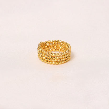 Golden Pyrite Gemstone Ring - Modern Design