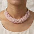Handmade Rose Quartz, Pearl & Black Spinel Necklace | Natural Crystal Statement Jewelry