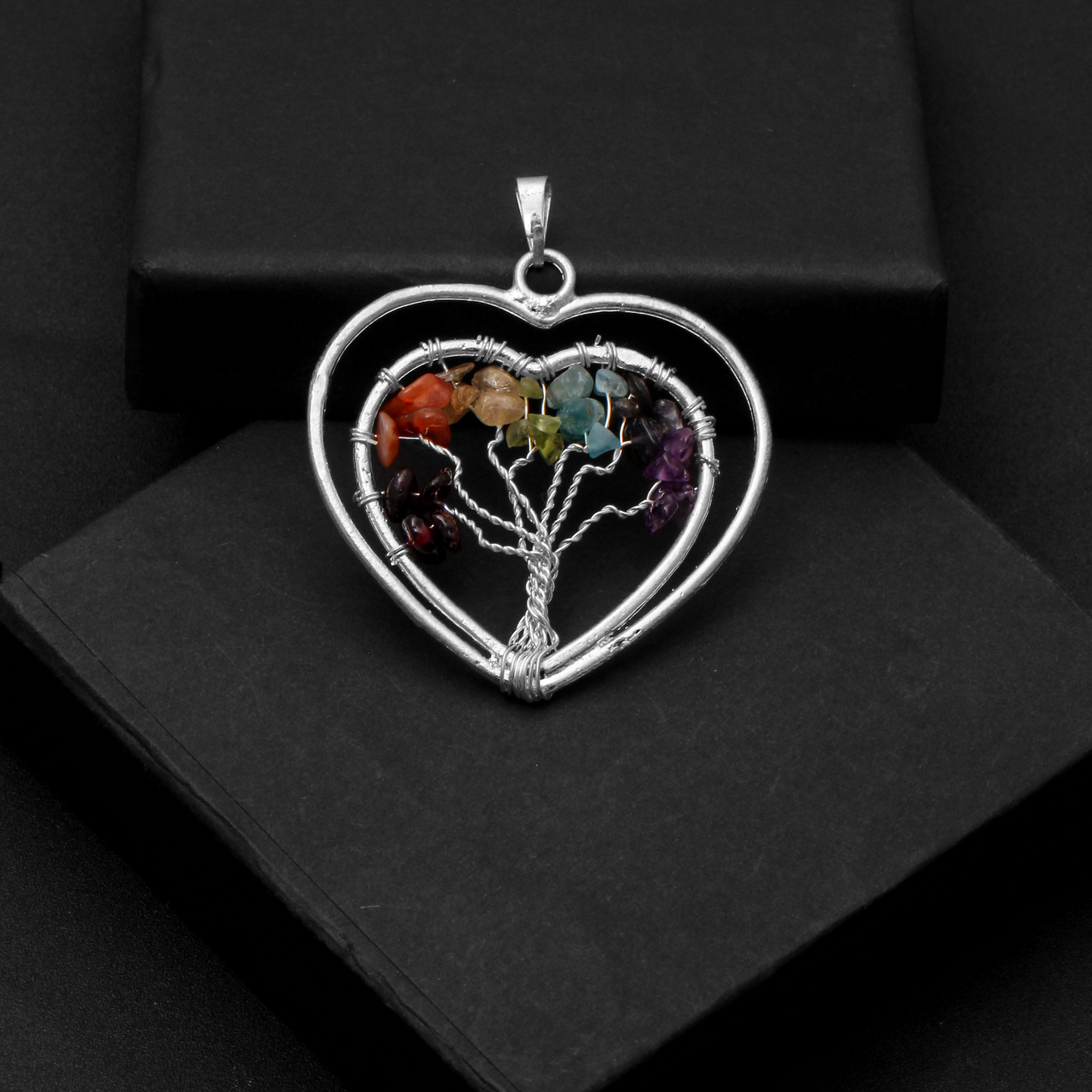 7 Chakra Heart Pendant  - Balance & Holistic Healing