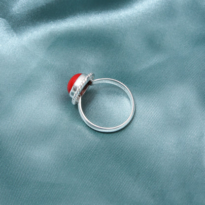 925 Sterling Silver Natural Red Coral Gemstone Ring – Timeless Elegance & Positive Energy