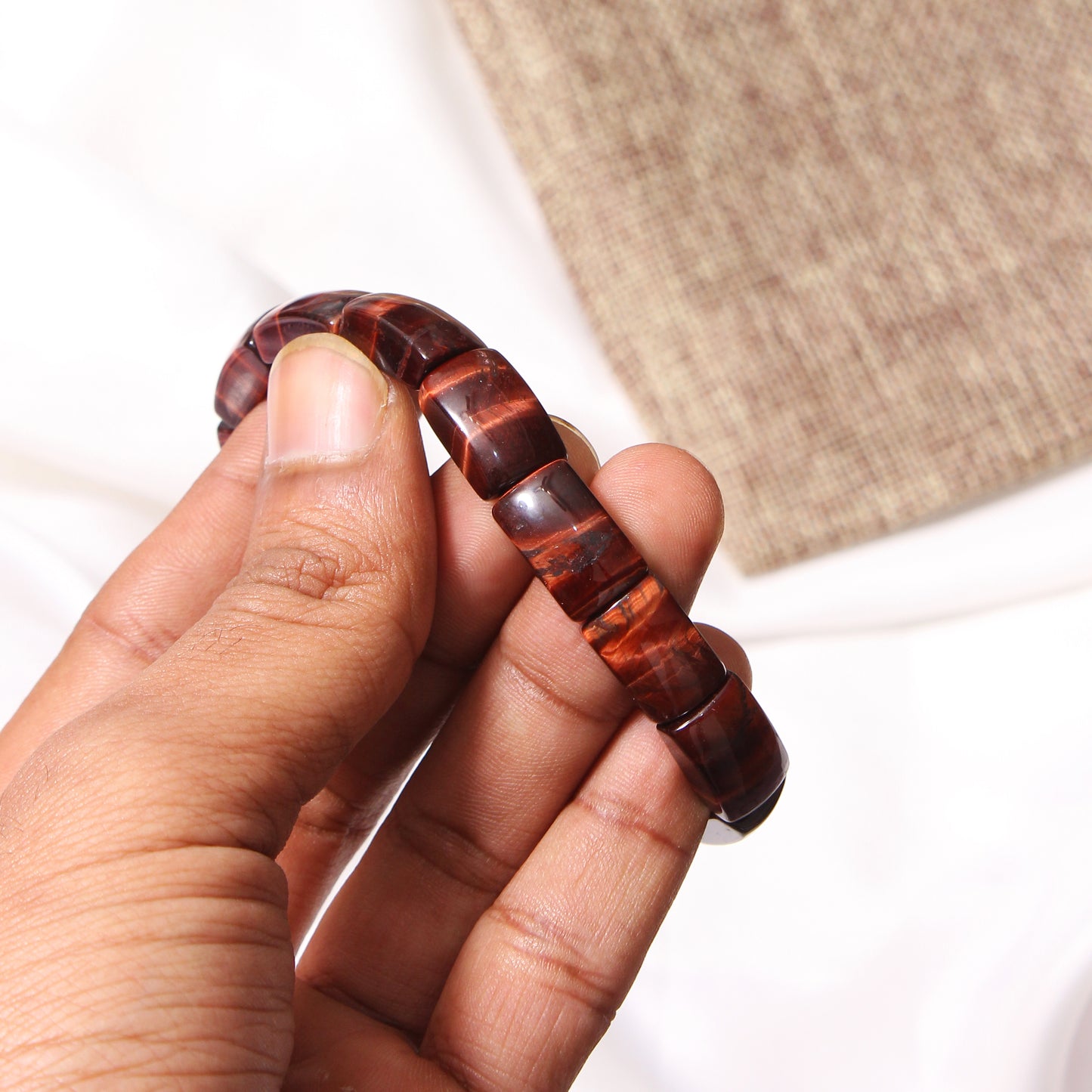 Rare Red Tiger Eye Gemstone Stretchable Bracelet - Boost Energy, Courage, and Passion