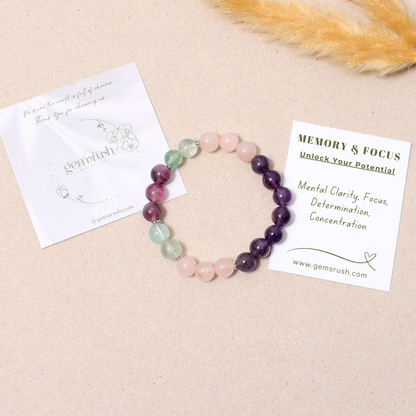 Memory & Focus - Healing Stretchable Gemstone Bracelet – Boost Mental Clarity & Increases Concentration Level