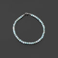 Natural Larimar Faceted Cube Bead Bracelet | Handmade Blue Gemstone Jewelry | 925 Sterling Silver Clasp