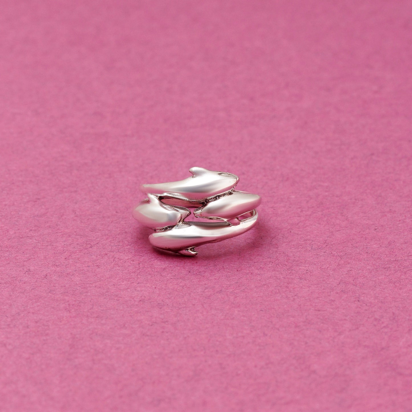 925 Solid Sterling Silver 4 Dolphin Ring