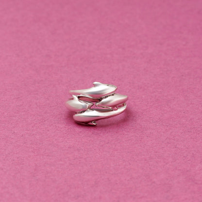 925 Solid Sterling Silver 4 Dolphin Ring