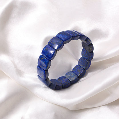 Natural Lapis Lazuli Rectangular Bead Bracelet – Wisdom, Truth & Inner Peace