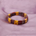 Natural Mookaite Jasper Square Shape Stretch Bracelet | Multi-Color Mookaite Gemstone Beaded Bracelet