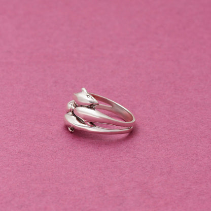 925 Solid Sterling Silver 4 Dolphin Ring