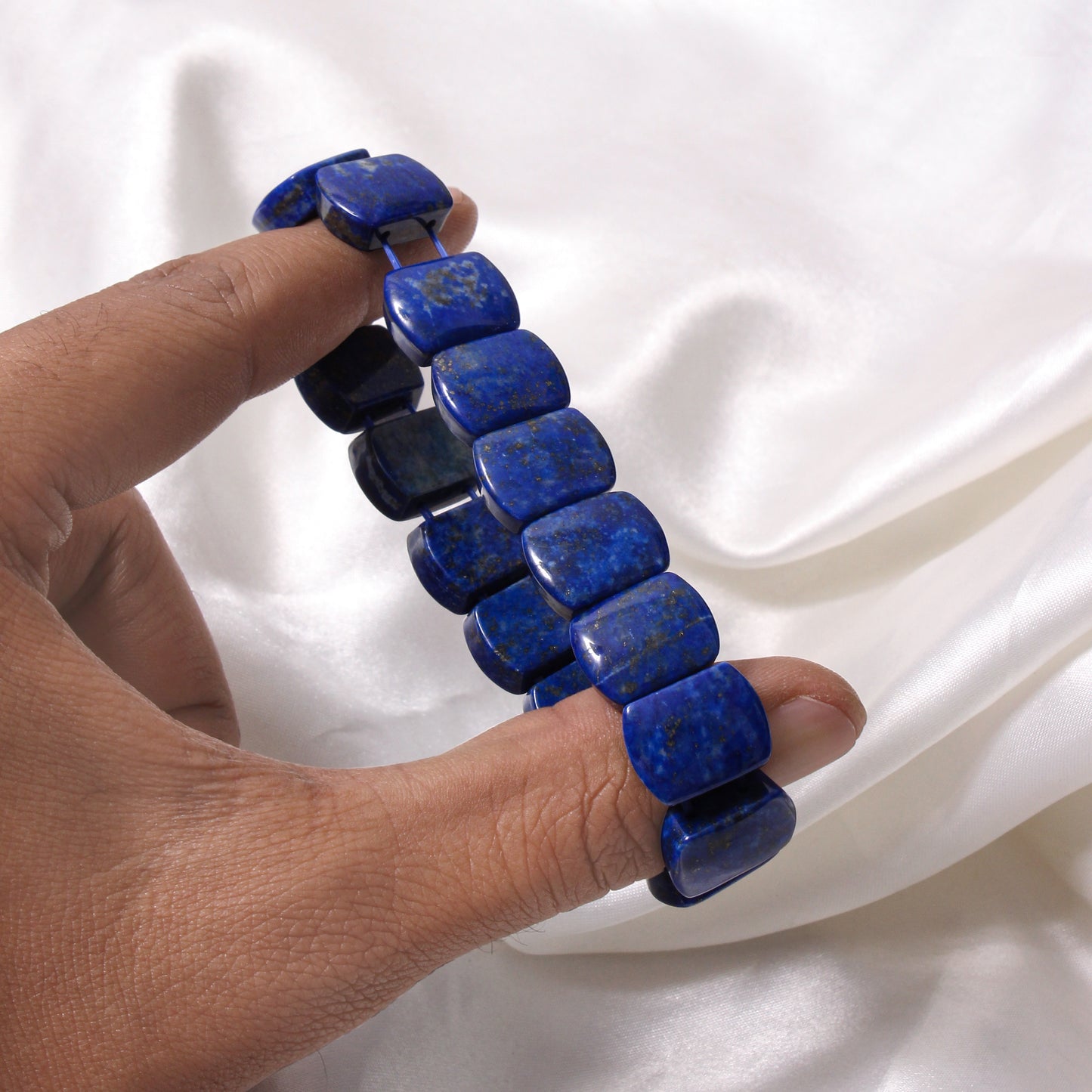 Natural Lapis Lazuli Rectangular Bead Bracelet – Wisdom, Truth & Inner Peace