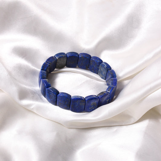 Natural Lapis Lazuli Rectangular Bead Bracelet – Wisdom, Truth & Inner Peace