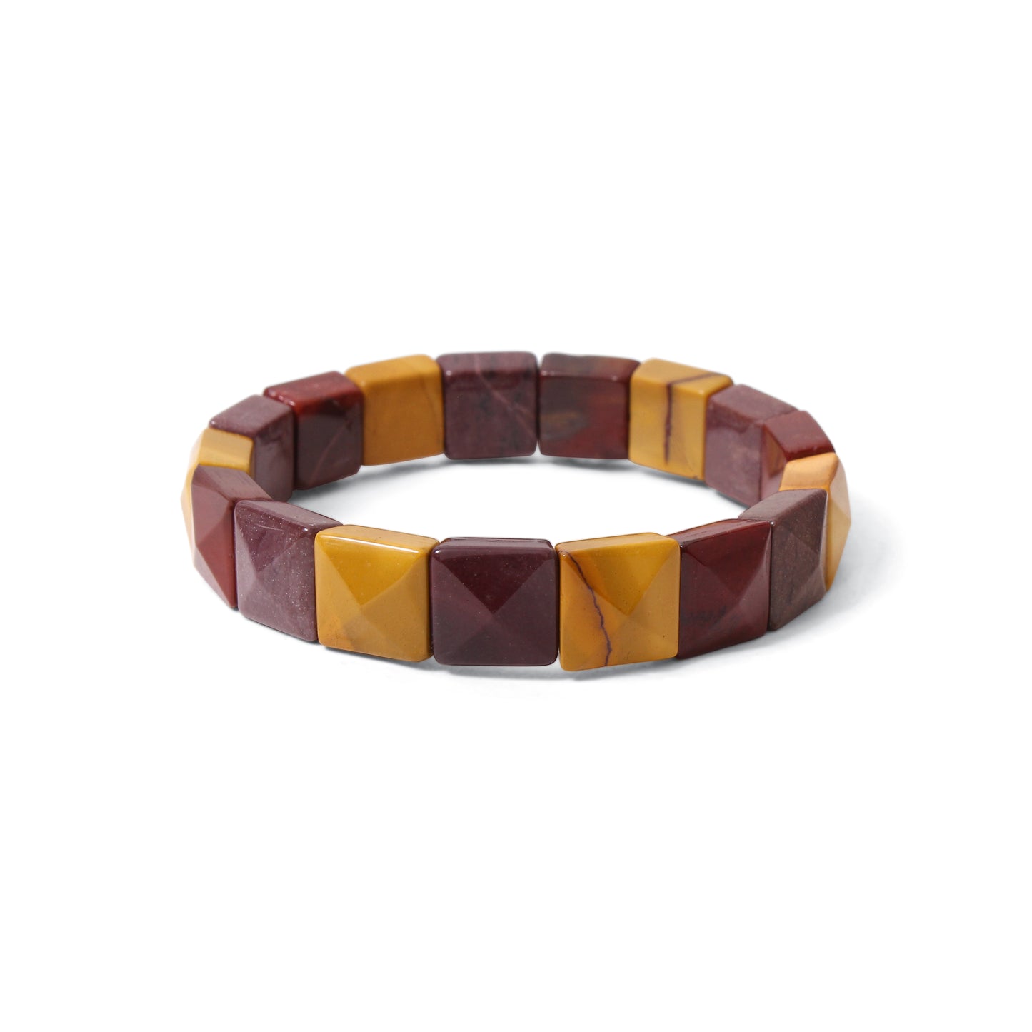 Natural Mookaite Jasper Square Shape Stretch Bracelet | Multi-Color Mookaite Gemstone Beaded Bracelet