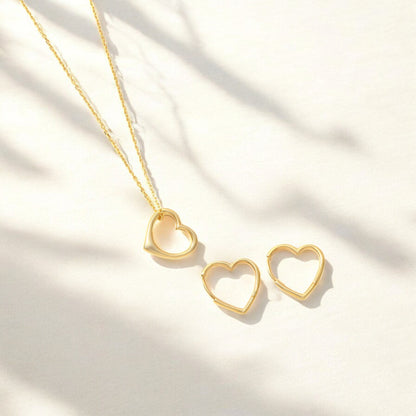 Gold-Plated Heart Design Hoop Earrings – Minimalist Charm with a Romantic Touch