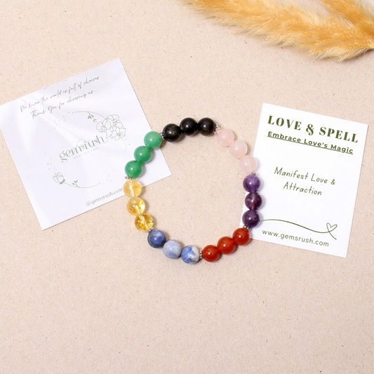 Love & Spell - Healing Stretchable Gemstone Bracelet – Manifest Love and Attraction