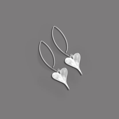 925 Sterling Silver Heart Dangle Earrings – Elegant & Minimalist Jewelry