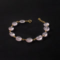 Elegant Natural Rose Quartz Beaded Bracelet – Gold Wire Wrapped Adjustable Jewelry for Women