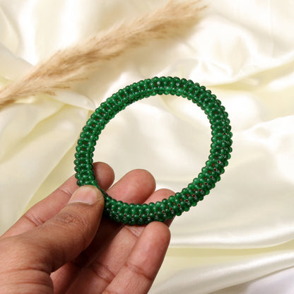 Green Onyx Beaded Bangle/Bracelet – Handcrafted Jade Bracelet for a Bold Statement