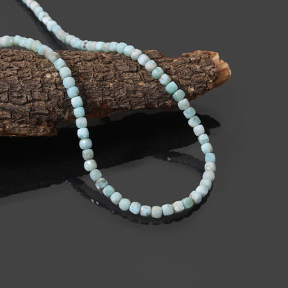 Natural Larimar Faceted Square Box Bead Necklace | Handmade Blue Gemstone Necklace | 925 Sterling Silver Clasp
