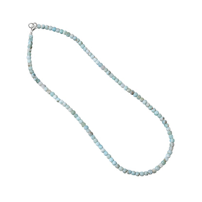 Natural Larimar Faceted Square Box Bead Necklace | Handmade Blue Gemstone Necklace | 925 Sterling Silver Clasp