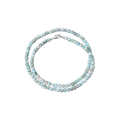 Natural Larimar Faceted Square Box Bead Necklace | Handmade Blue Gemstone Necklace | 925 Sterling Silver Clasp