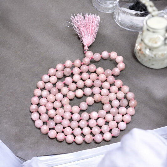 Morganite Gemstone Japa Mala - Nurture Love & Emotional Healing