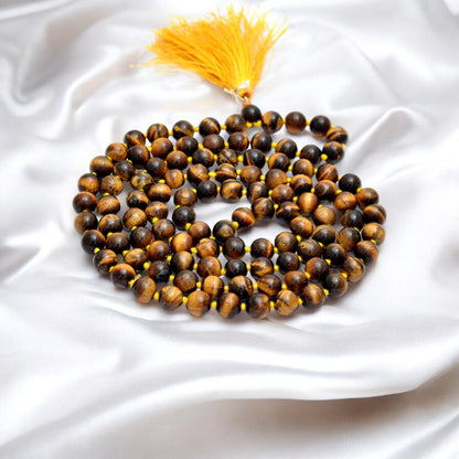 Tiger Eye with Lava Japa Mala - Empowerment & Grounding Healing Beads