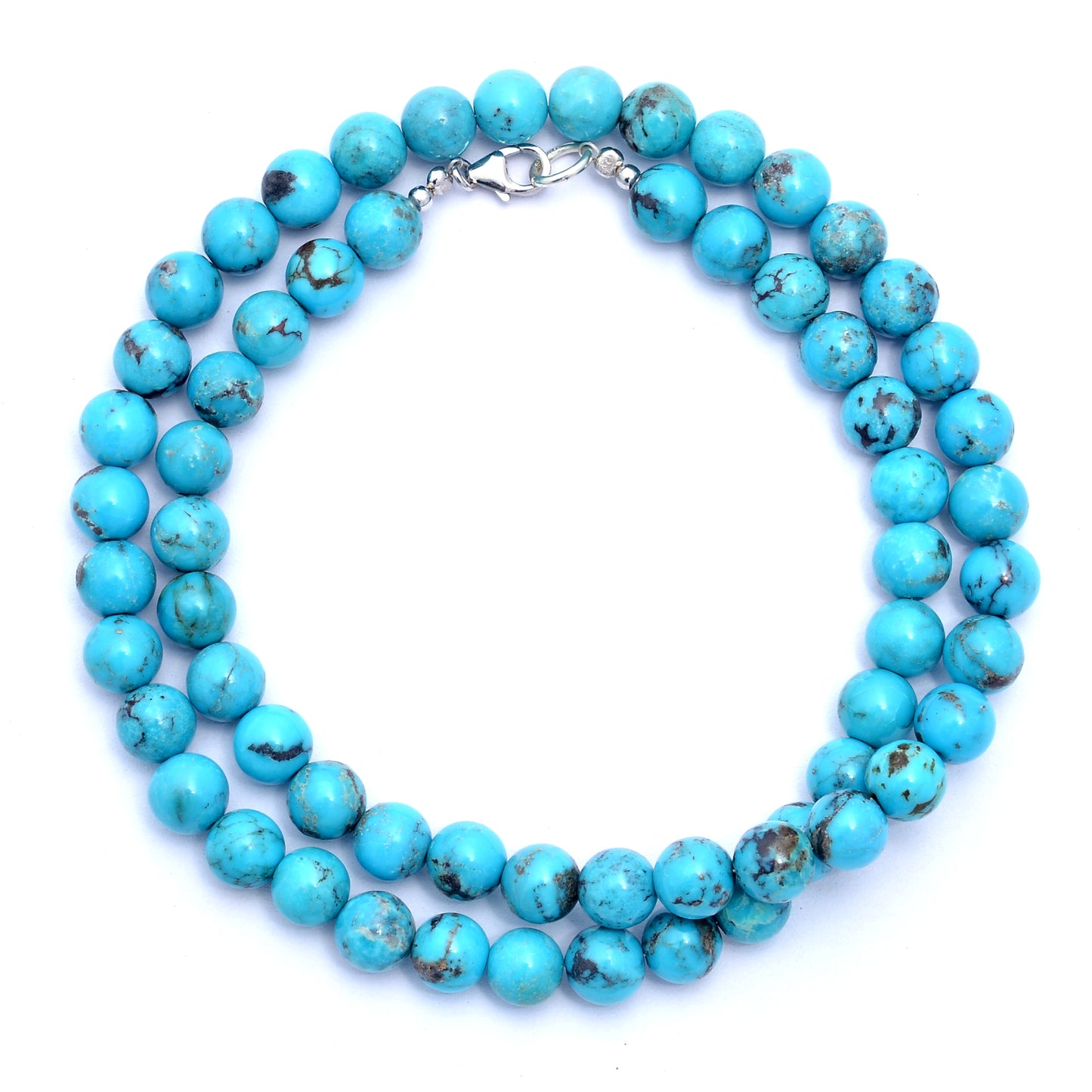 Natural Arizona Turquoise Beaded Necklace – Genuine Round Turquoise Gemstone Jewelry | Protection, Strength & Positive Energy