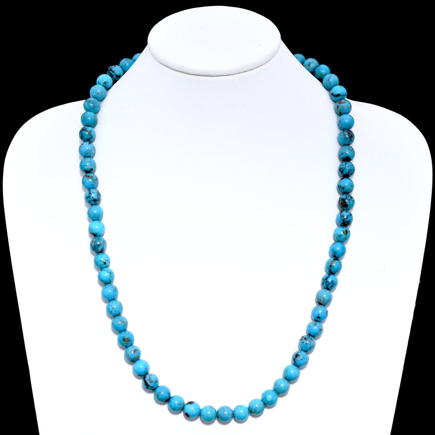 Natural Arizona Turquoise Beaded Necklace – Genuine Round Turquoise Gemstone Jewelry | Protection, Strength & Positive Energy