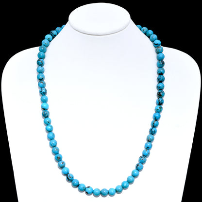 Natural Arizona Turquoise Beaded Necklace – Genuine Round Turquoise Gemstone Jewelry | Protection, Strength & Positive Energy
