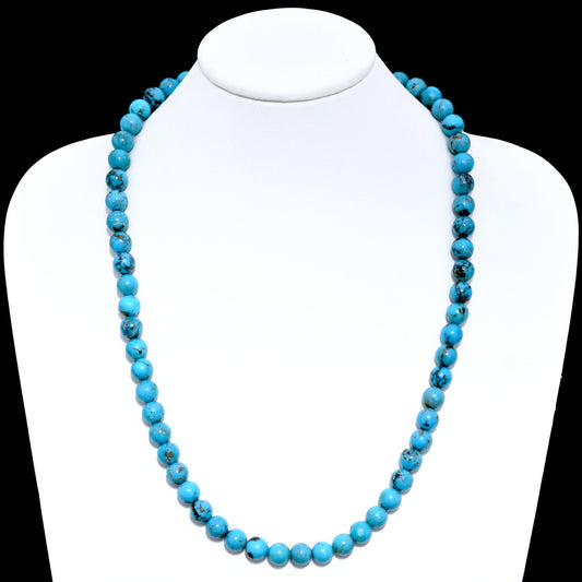 Natural Arizona Turquoise Beaded Necklace – Genuine Round Turquoise Gemstone Jewelry | Protection, Strength & Positive Energy