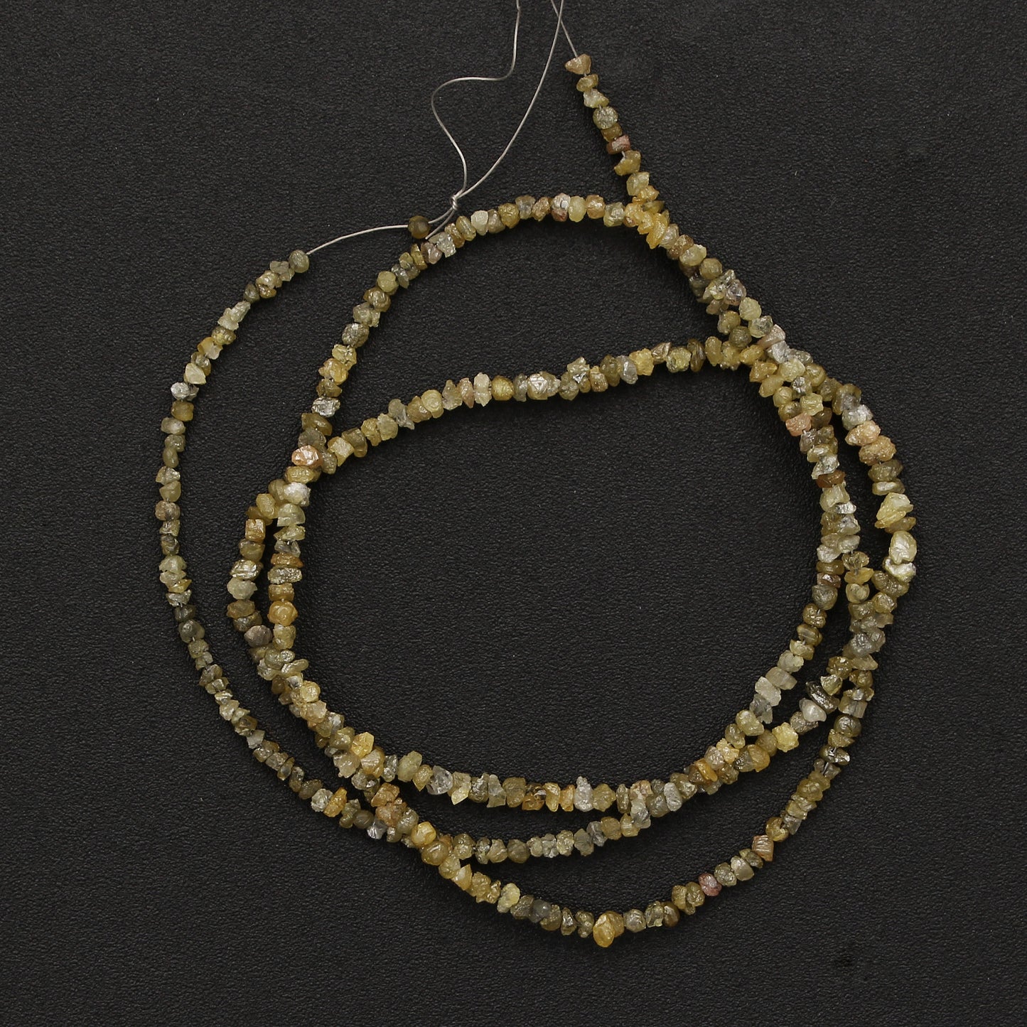 Natural Yellow Green Rough Diamond Beads Necklace