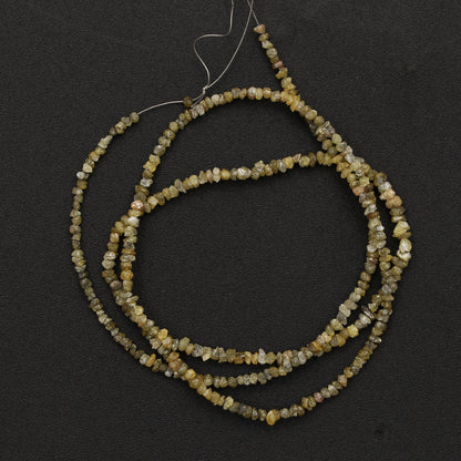 Natural Yellow Green Rough Diamond Beads Necklace