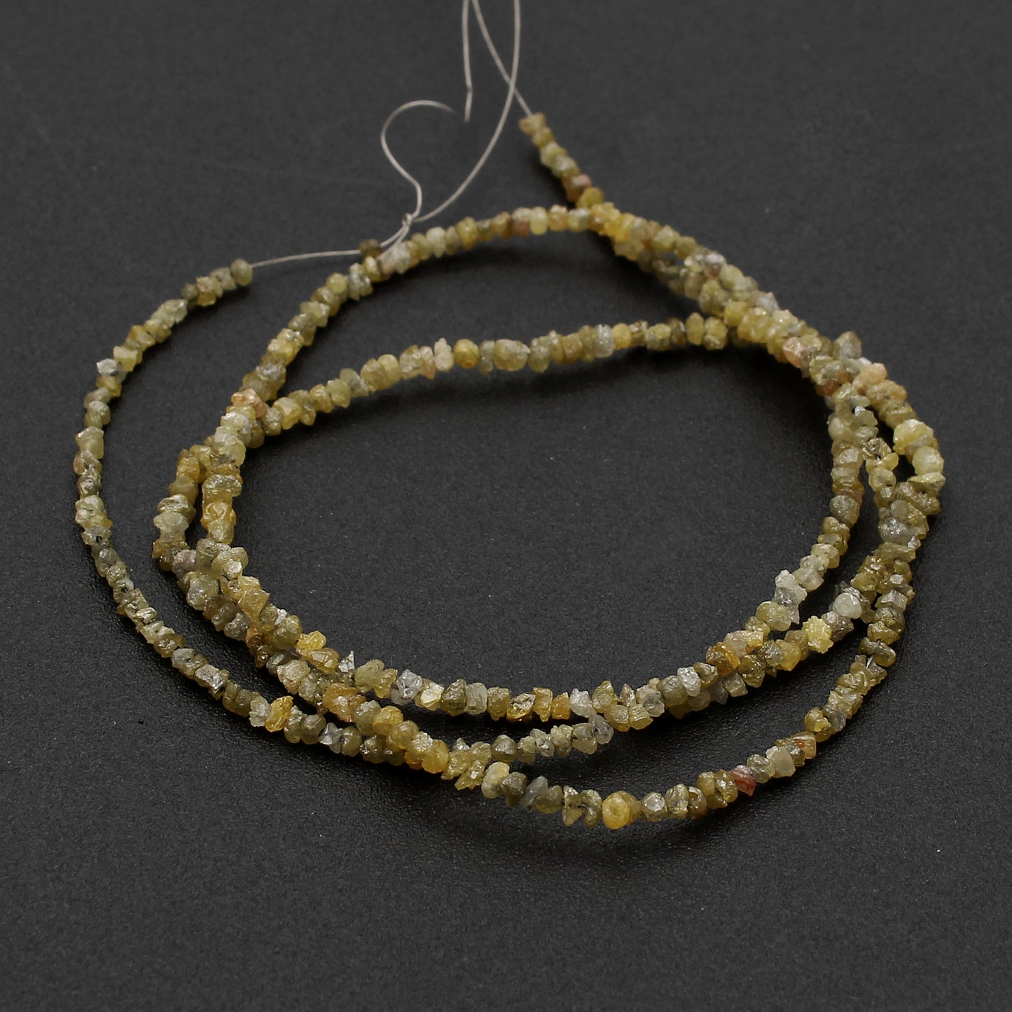 Natural Yellow Green Rough Diamond Beads Necklace