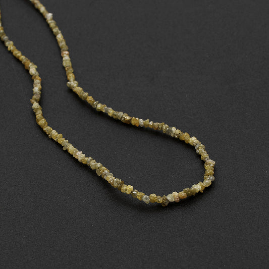 Natural Yellow Green Rough Diamond Beads Necklace
