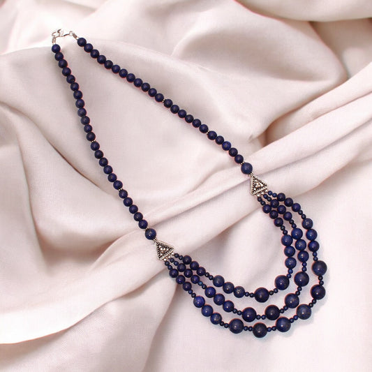 Natural Lapis Lazuli Beads Gemstone Necklace – Wisdom & Elegance