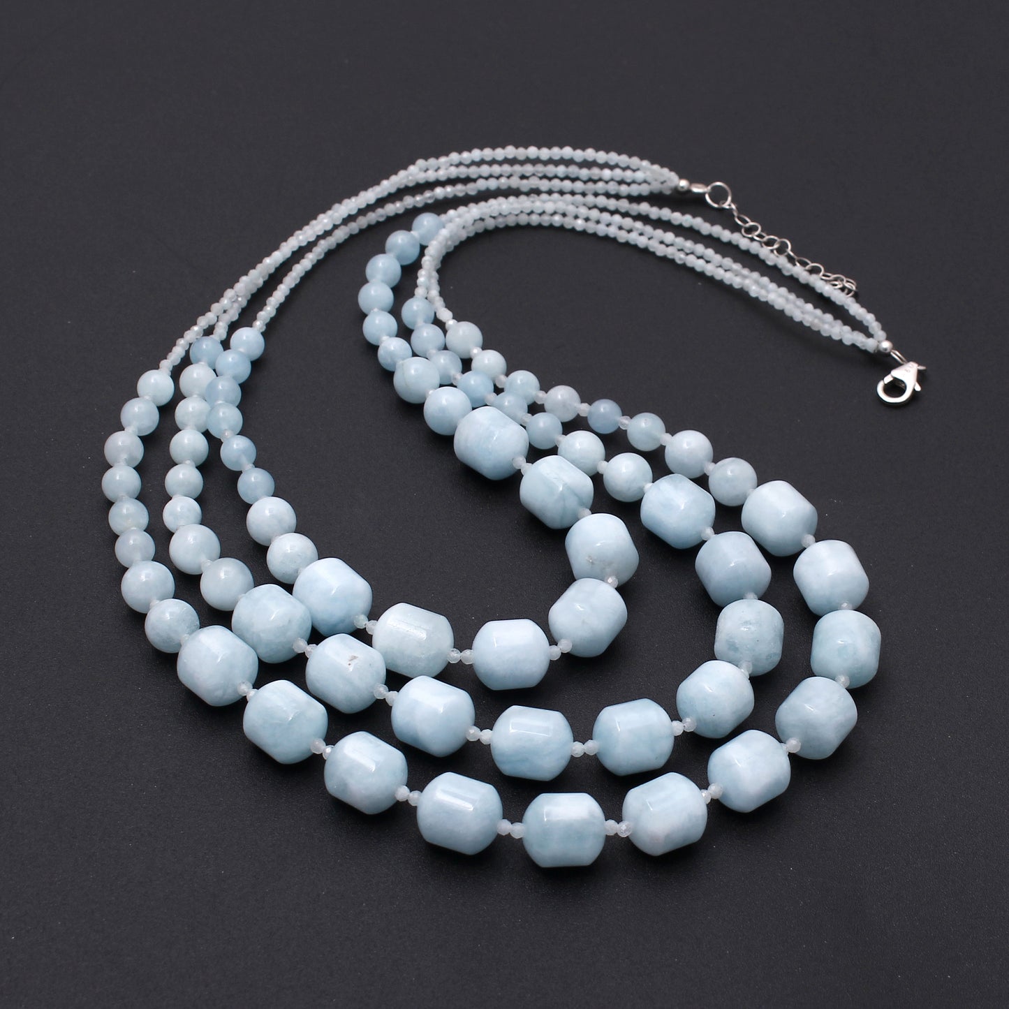 Natural Aquamarine Multi-Layer beaded Necklace – Elegant Handmade Jewelry