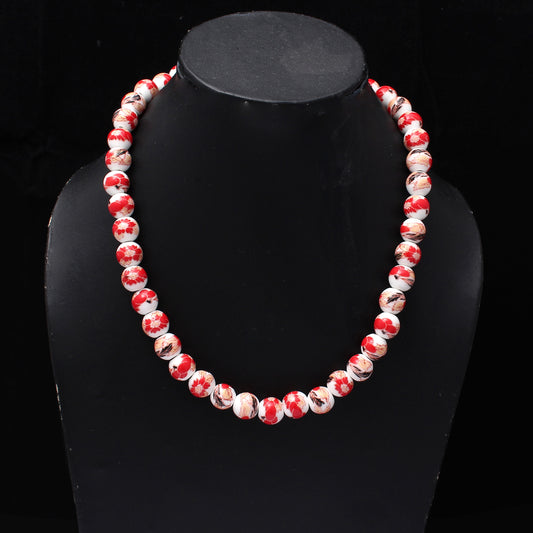 Ceramic Beads Necklace, 10mm Ceramic Smooth Round Beads Necklace, Ceramic Beaded Jewelry, Wholesale Price Porcelain Ceramic Jewelry