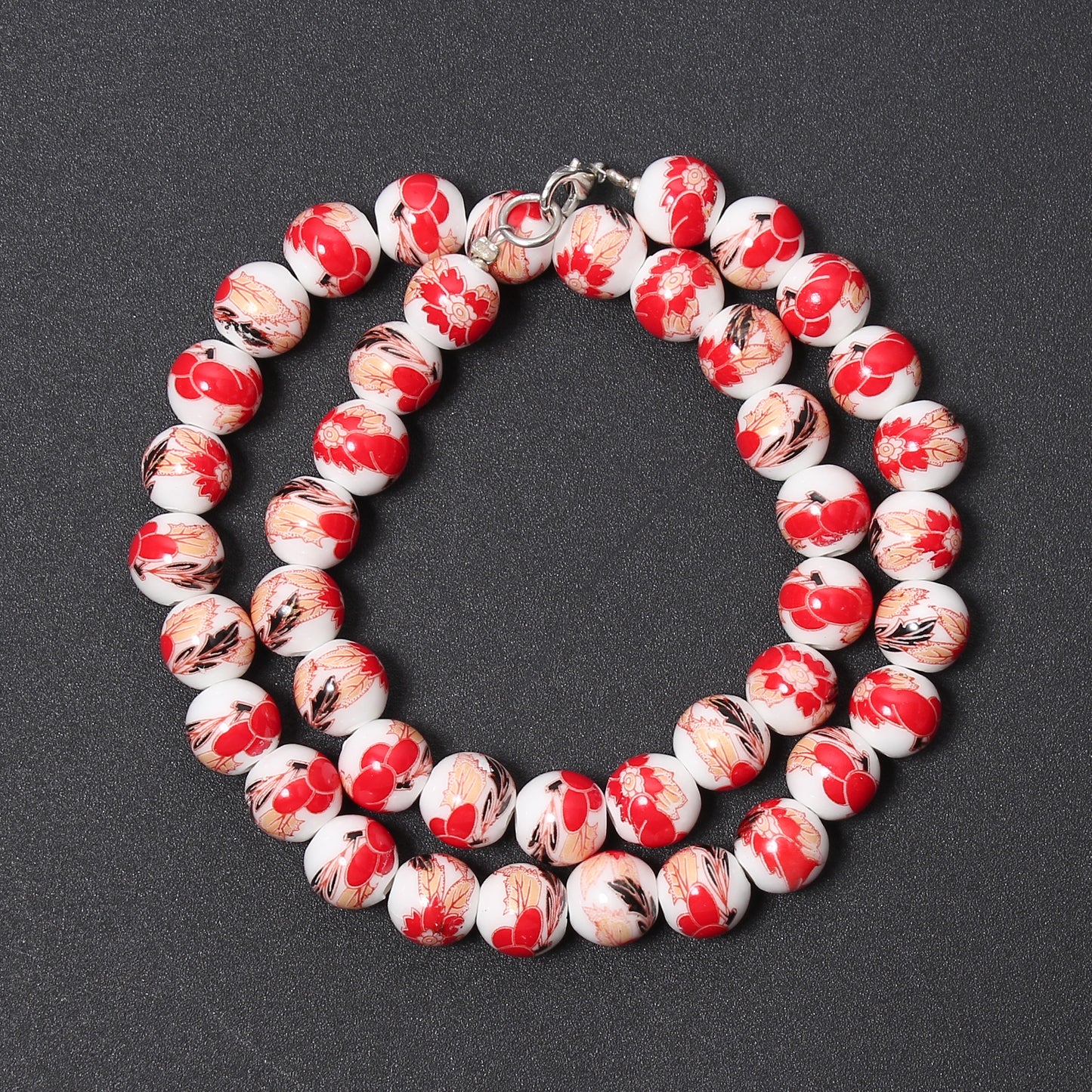 Ceramic Beads Necklace, 10mm Ceramic Smooth Round Beads Necklace, Ceramic Beaded Jewelry, Wholesale Price Porcelain Ceramic Jewelry