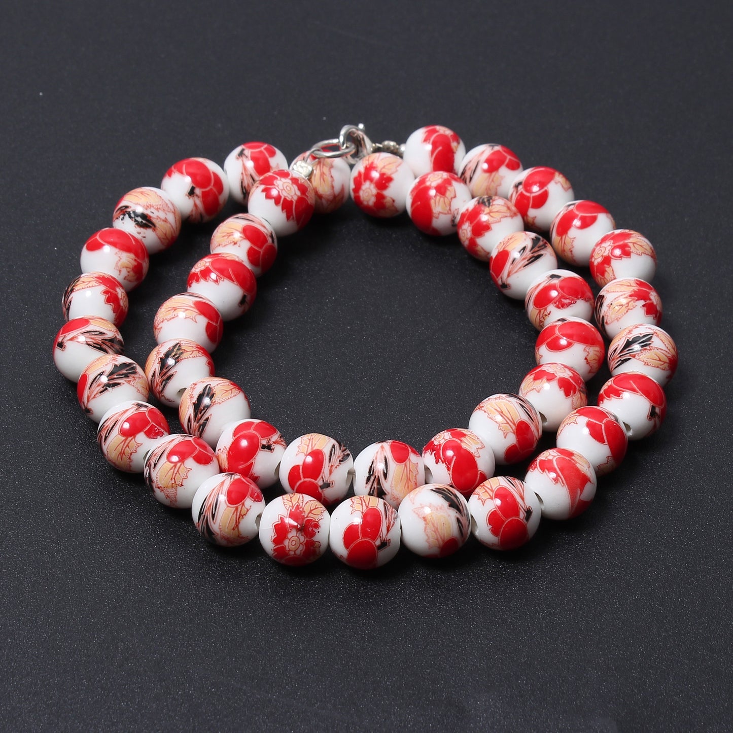 Ceramic Beads Necklace, 10mm Ceramic Smooth Round Beads Necklace, Ceramic Beaded Jewelry, Wholesale Price Porcelain Ceramic Jewelry