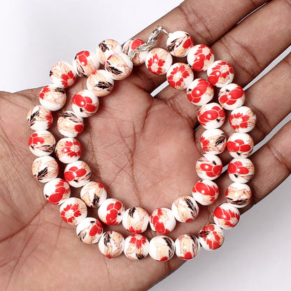 Ceramic Beads Necklace, 10mm Ceramic Smooth Round Beads Necklace, Ceramic Beaded Jewelry, Wholesale Price Porcelain Ceramic Jewelry