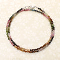 925 Sterling Silver Multi-Tourmaline Round Beaded Gemstone Necklace