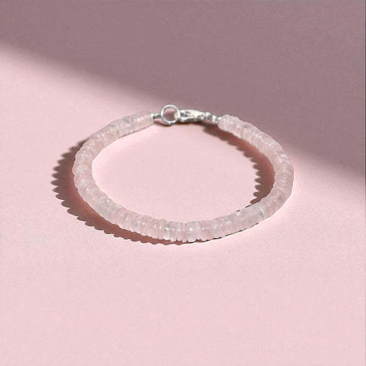 Captivating Rose Quartz Heishi Bracelet with 925 Silver Lock - A Jewelry Box Essential!
