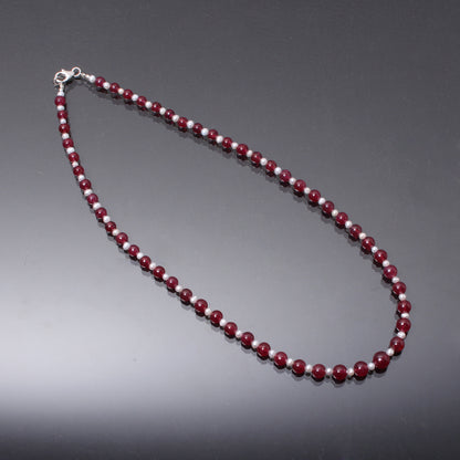 Natural Pearl and High Quality Ruby Beaded Necklace – Elegant Christmas Jewelry Gift