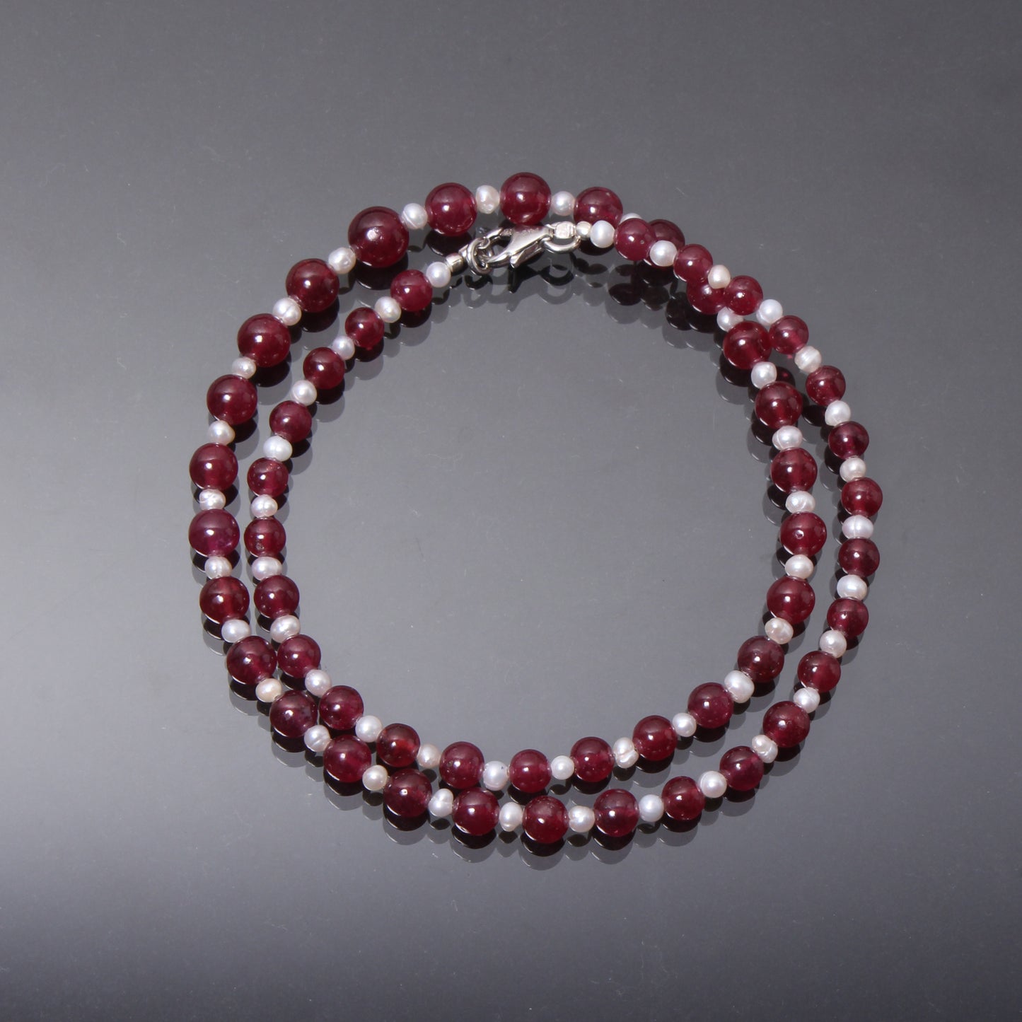 Natural Pearl and High Quality Ruby Beaded Necklace – Elegant Christmas Jewelry Gift