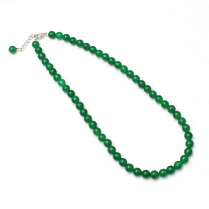 Green Onyx Beaded Smooth Round Gemstone Necklace