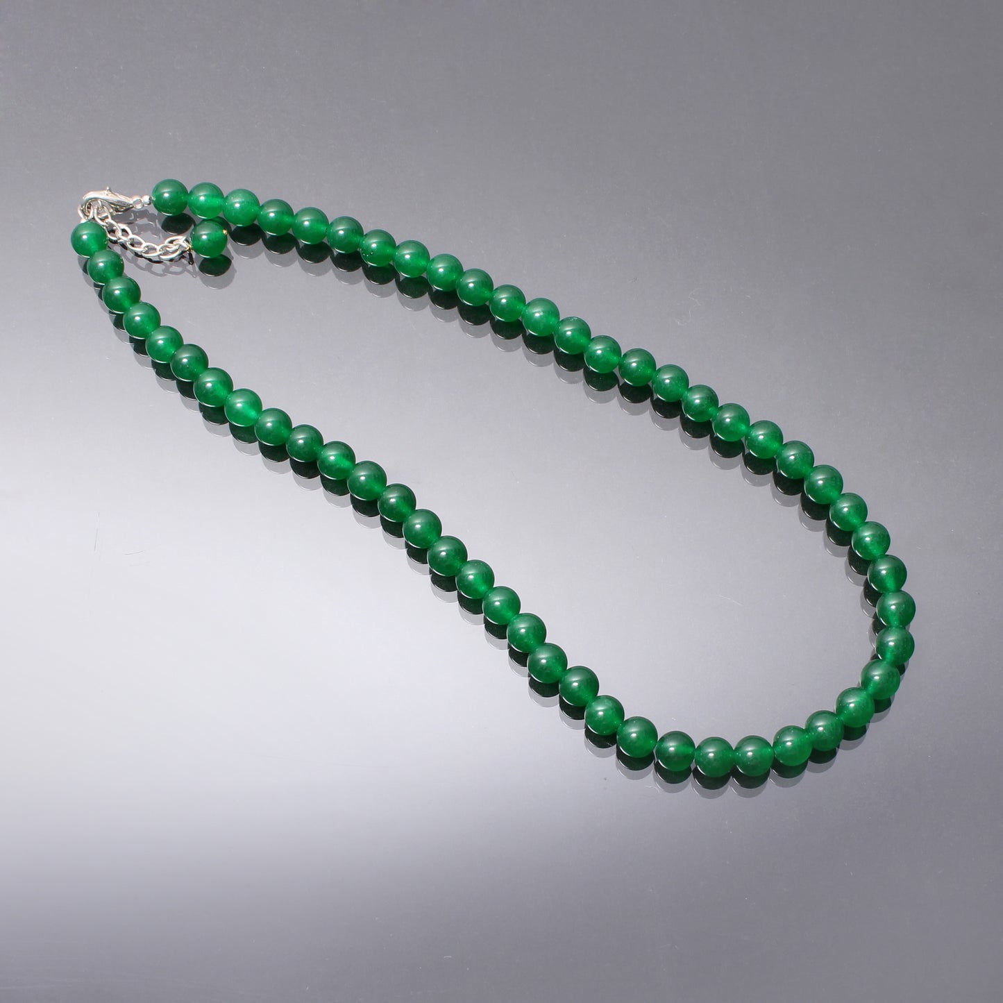 Green Onyx Beaded Smooth Round Gemstone Necklace