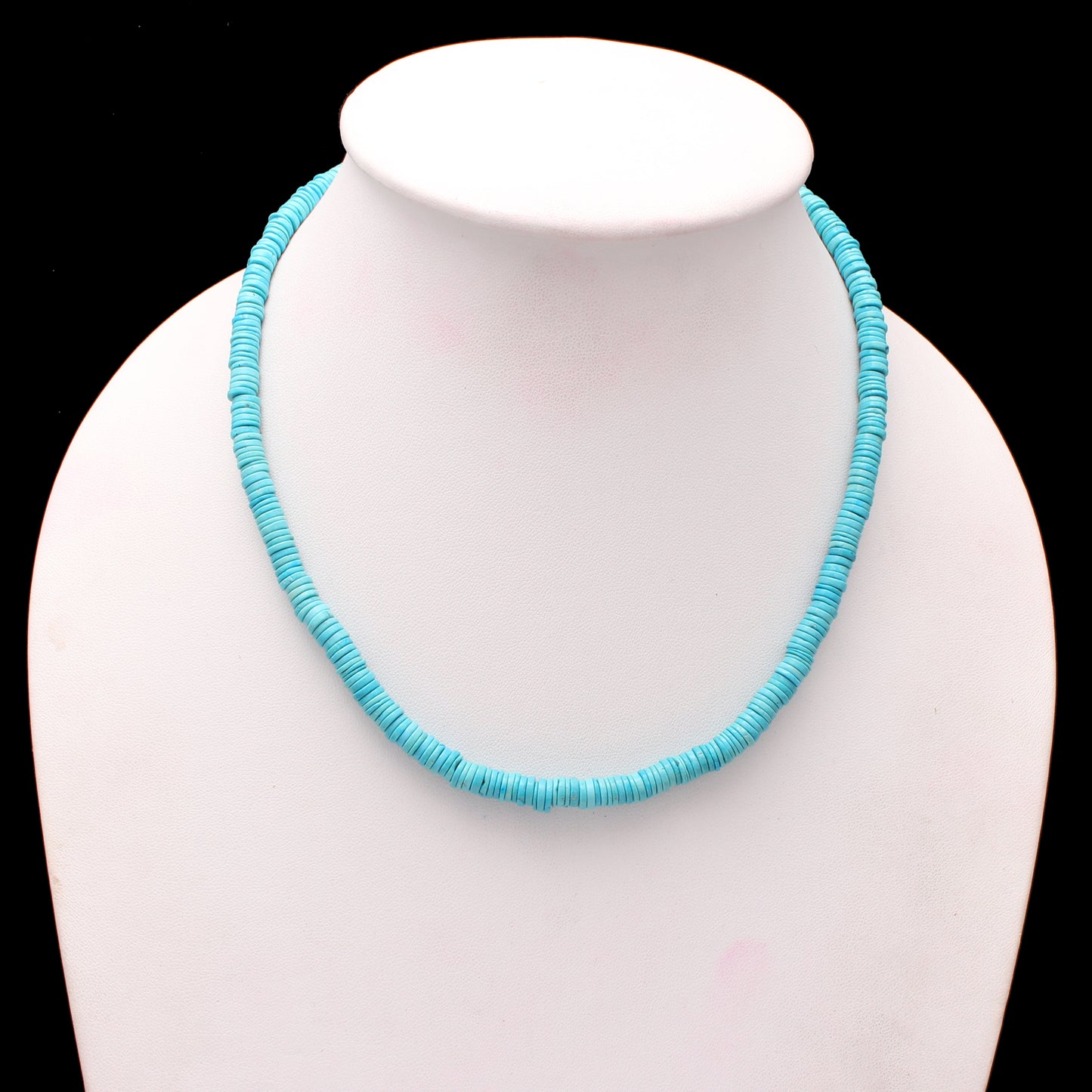 Natural Blue Howlite Turquoise Tire Bead Necklace – Smooth Wheel Gemstone Jewelry for Calm, Balance & Stylish Everyday Wear