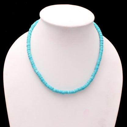 Natural Blue Howlite Turquoise Tire Bead Necklace – Smooth Wheel Gemstone Jewelry for Calm, Balance & Stylish Everyday Wear
